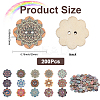 200Pcs Printed Wood Buttons WOOD-GF0002-31-2