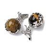 Natural Tiger Eye Round Pendants G-G207-01P-04-2