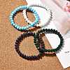 Faceted Opaque Solid Color Crystal Glass Rondelle Beads Stretch Bracelets BJEW-F072-M-1