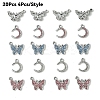 20Pcs 5 Styles Platinum Alloy Crystal Rhinestone Pendants ALRI-YW0001-22-2