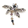 Dragonfly Alloy Rhinestone Brooches for Backpack Clothes JEWB-M067-06AG-1