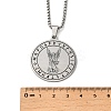 201 Stainless Steel Flat Round with Archangel Saint Michael Pendant Necklaces for Women Men LS-NJEW-F344-02P-3