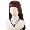 3Pcs 3 Style Lampwork Evil Eye Pendant Necklaces Set NJEW-JN04016-3
