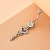 Brass Clear Cubic Zirconia Heart Dangle Belly Rings WG0D96C-01-4