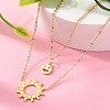 304 Stainless Steel Sun and Smiling Face Pendant Double Layer Necklaces for Women NJEW-A045-14G-2