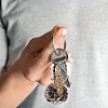 4 Sets 4 Styles Natural Gemstone Chip & Alloy Tree of Life Pendant Keychain KEYC-FH0001-45B-6