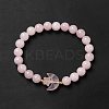 Natural Rose Quartz Moon and Star Beaded Stretch Bracelet for Women G-G997-C05-3