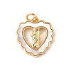 Brass Pave Natural White Shell Religion Pendants KK-S522-23G-B-1