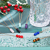 8Pcs 8 Style Natural Mixed Gemstone Round Beaded Pendant Necklaces Set with Iron Cable Chains NJEW-AB00025-5