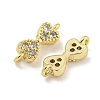 Brass Micro Pave Clear Cubic Zirconia Connector Charms KK-Q820-43G-2