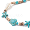Synthetic Turquoise and Shell Bracelets BJEW-JB11510-01-3