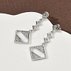 Rhombus Brass Micro Pave Clear Cubic Zirconia Dangle Stud Earrings LS-EJEW-F383-10P-4