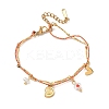 304 Stainless Steel Bar Link Chain Charm Bracelets BJEW-A053-02G-2