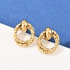 304 Stainless Steel Textured Ring Stud Earrings EJEW-P324-03G-1