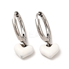 White Enamel Heart Dangle Hoop Earrings EJEW-P219-07P-1