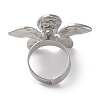 Flower Alloy Open Cuff Rings for Women RJEW-U028-01P-4