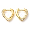 Rack Plating Heart Brass Pave Clear Cubic Zirconia Hoop Earrings EJEW-I310-09G-1