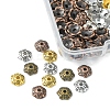 200Pcs 4 Colors 6-Petal Tibetan Style Alloy Flower Bead Caps TIBE-FS0001-03-4