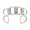 Non-Tarnish 304 Stainless Steel Wide Textured Open Cuff Bangles BJEW-Q348-05P-07-3