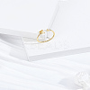 1Pc Letter Brass Rhinestone Open Cuff Rings for Women AJEW-LP0004-47R-G-3