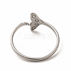 201 Stainless Steel Whale Tail Open Cuff Ring for Women LS-RJEW-K239-01P-1-2