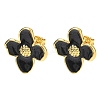 Flower Brass Enamel Stud Earrings EJEW-P341-03G-6