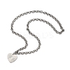 304 Stainless Steel Heart Pendant Rolo Chain Necklaces for Women NJEW-Q028-06P-2