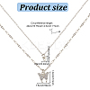 ANATTASOUL 2Pcs 2 Colors Crystal Rhinestone Butterfly Pendant Double Layer Necklaces Set NJEW-AN0001-23-2