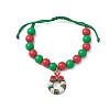 Christmas Wreath & Deer & Candy Cane Alloy Enamel Charm Bracelets BJEW-JB10893-3