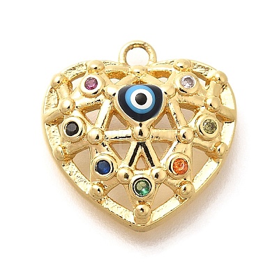 Brass Micro Pave Cubic Zirconia Pendants KK-U048-09G-1