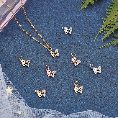 12Pcs 3 Colors Brass Micro Pave Cubic Zirconia Charms ZIRC-CA0001-05-1