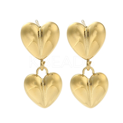 304 Stainless Steel Heart Stud Earrings for Women EJEW-U020-23G-1