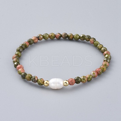 Natural & Synthetic Gemstone Beads Stretch Bracelets BJEW-JB04676-1