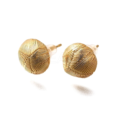 Brass Half Round Stud Earrings EJEW-Z083-01G-1