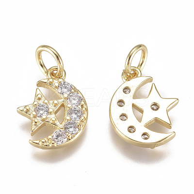 Brass Micro Pave Cubic Zirconia Charms X-ZIRC-F111-20G-1