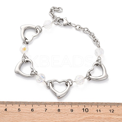 201 Stainless Steel Heart Link Chain Bracelets BJEW-B078-177P-02-1