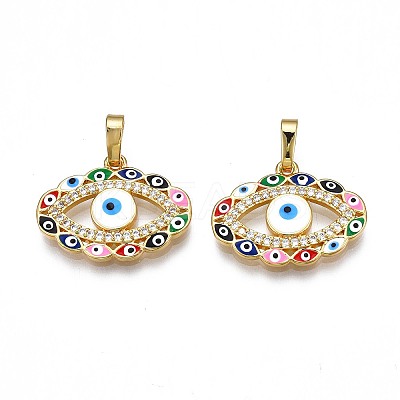 Brass Micro Pave Clear Cubic Zirconia Pendants ZIRC-SZ0003-40-1