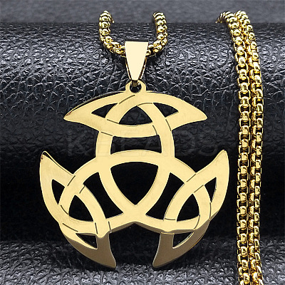 201 Stainless Steel Viking Triquetra Knot Pendant Necklaces NJEW-H065-06G-1