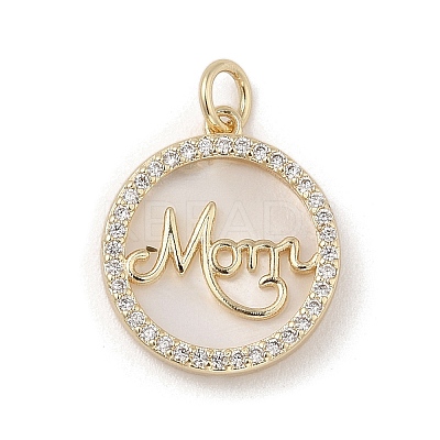 Mother's Day Brass Micro Pave Cubic Zirconia Pendants X-KK-A207-06G-1