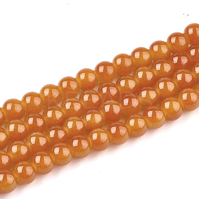 Baking Paint Imitation Jade Glass Round Bead Strands X1-DGLA-Q021-8mm-12-1