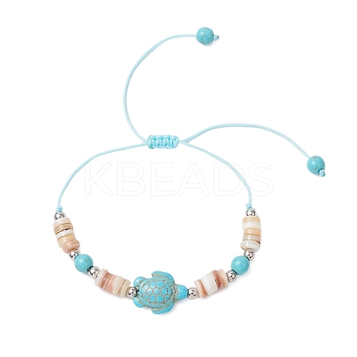 2Pcs Starfish and Turtle Synthetic Turquoise Beads Braided Bead Bracelets BJEW-JB11883-1