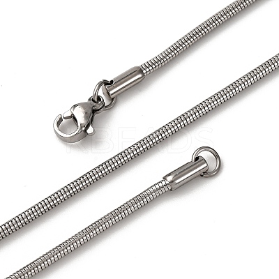 1MM 304 Stainless Steel Round Snake Chain Necklaces NJEW-P338-06P-1