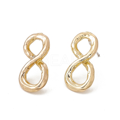 Brass Number Stud Earrings with 925 Sterling Silver Pins for Women LS-EJEW-A077-01H-1