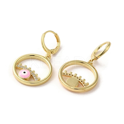 Evil Eye Real 18K Gold Plated Brass Dangle Leverback Earrings EJEW-Q797-09G-05-1