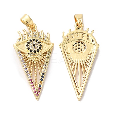 Brass Micro Pave Colorful Cubic Zirconia Pendants KK-E068-VA226-2-1