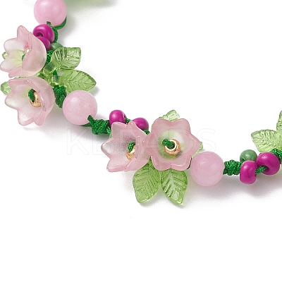 Flower Acrylic & MIYUKI Seed Beads & Natural Dyed Yellow Jade Bracelets BJEW-MZ00221-02-1