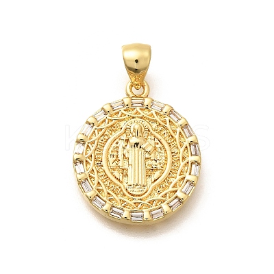 Religion Themed Rack Plating Brass Micro Pave Cubic Zirconia Pendants KK-L226-007G-18-1