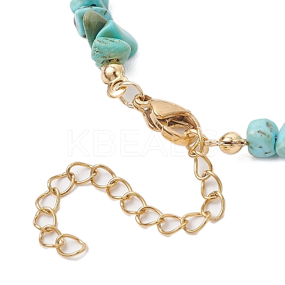 Dyed Natural Howlite Chip & Glass Beaded Anklets AJEW-AN00682-03-1