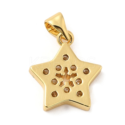 Rack Plating Brass Micro Pave Clear Cubic Zirconia Pendants KK-Q784-23G-1