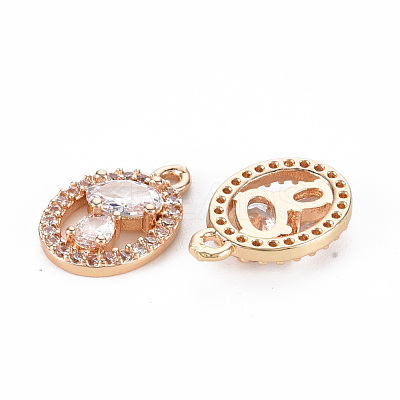 Rack Plating Brass Micro Pave Clear Cubic Zirconia Pendants KK-T060-31-RS-1
